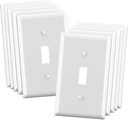 ELEGRP Toggle Light Switch Wall Plate, 1-Gang Standard Size Switch Covers, Unbreakable Polycarbonate Replacement Faceplates Covers, UL Listed, Color-matched Screws Included (10 Pack, Glossy White)