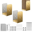 4x4 Post Base (2-Pack),Gold 4x4 Post Bracket,Stainless Steel Post Anchor,Internal Dimension (3.5 in×3.5 in)—Standoff for Deck Pergola Patio Gazebo Porch