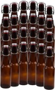 | Pack of 24 Amber 16-20oz Growler with Flip Top Airtight Silicone Seal | For Beverages, Oil, Vinegar, Kombucha, Beer, Water, Soda, Kefir