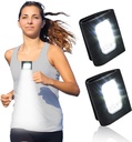 2 Pack Safety Jogging LED Light, Black, Water Resistant, 4 Modes, USB Charging, Strong Magnetic Clip for Night Running, Walking, Hiking