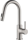 KIBI Pull Down Kitchen Faucet with Single Handle | Solid Brass High Arc Spout | Kitchen Sink Faucet with Pull Down Sprayer | Easy Clean | Brushed Nickel, KKF2011